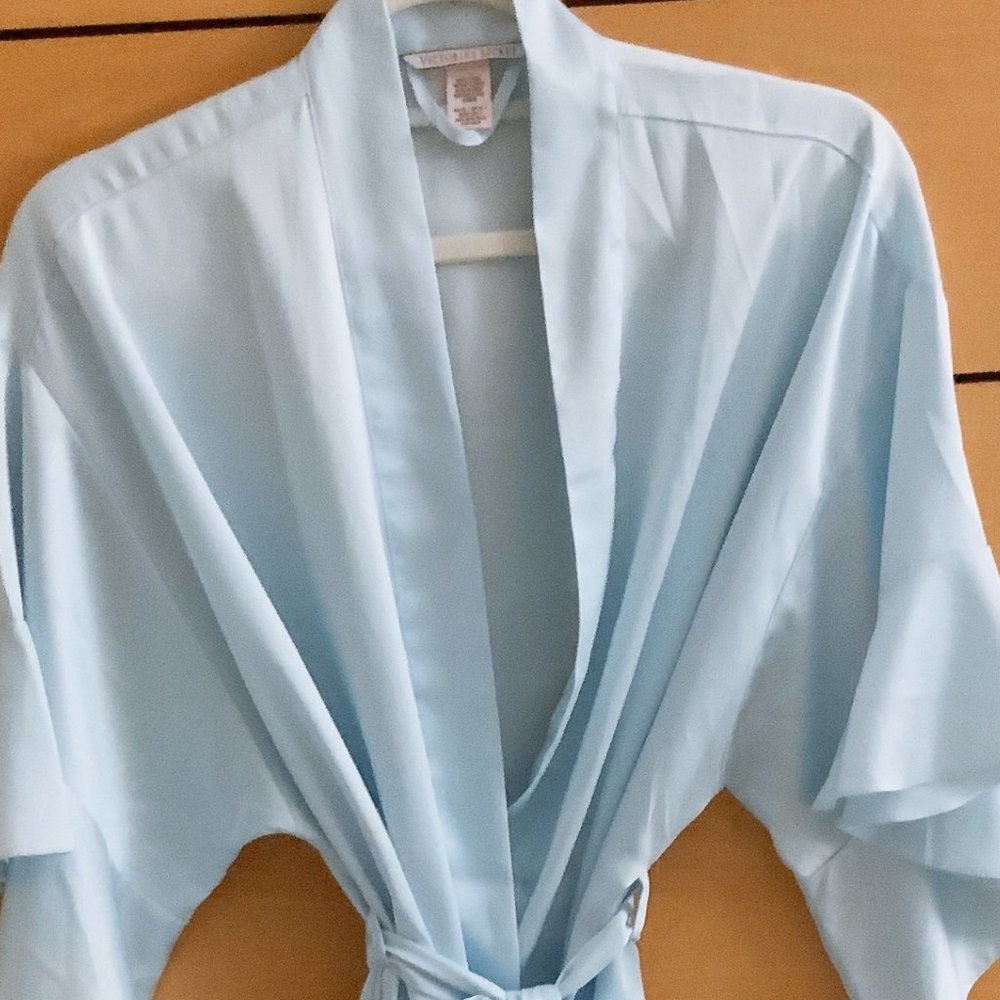 RARE Victoria's Secret Kimono Vs Flounce Ruffle Satin Robe, XS/S, BLUE - Picture 7 of 12